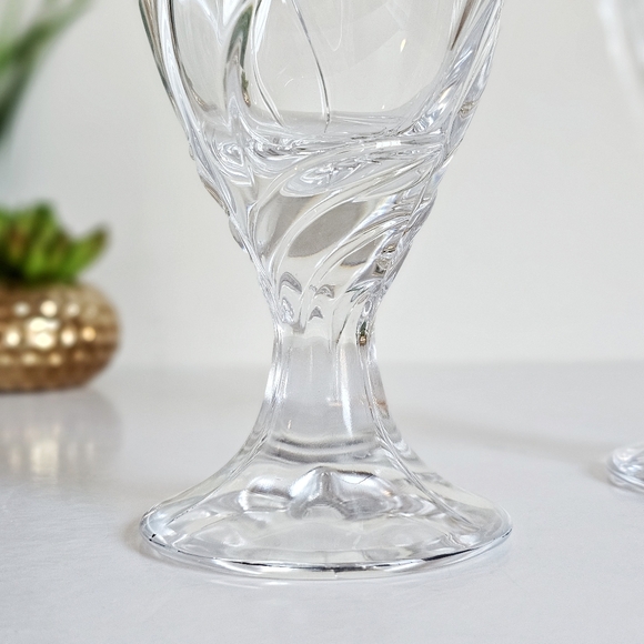 Vintage Set of 2 Noritake Sweet Swirl Clear Water Goblets Iced Tea Glasses - Picture 9 of 10